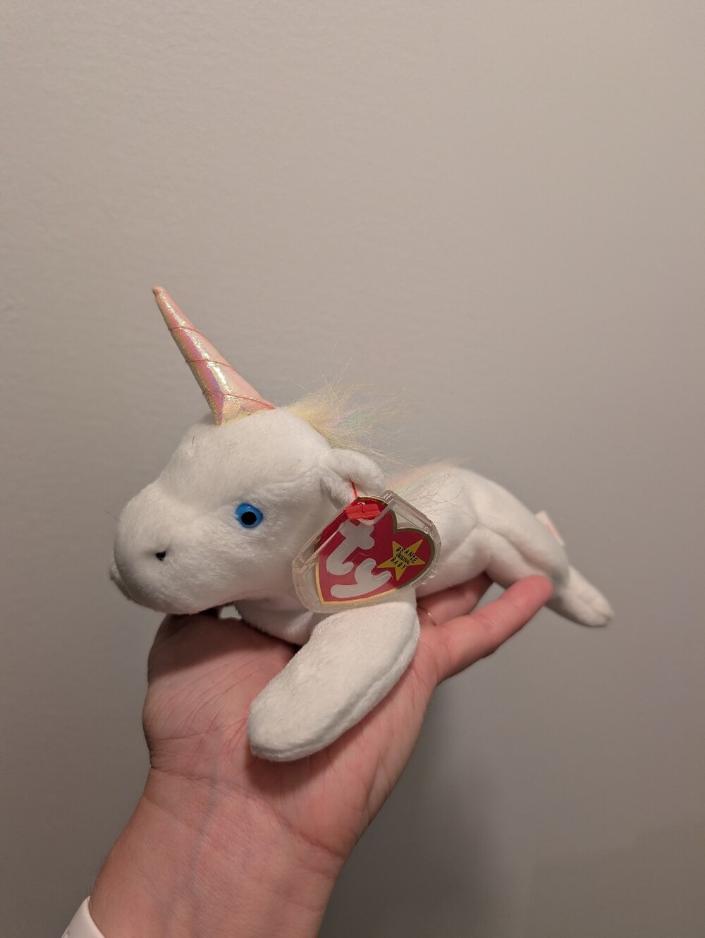 "Mystic" Ty Beanie Baby White Unicorn Plush Toy